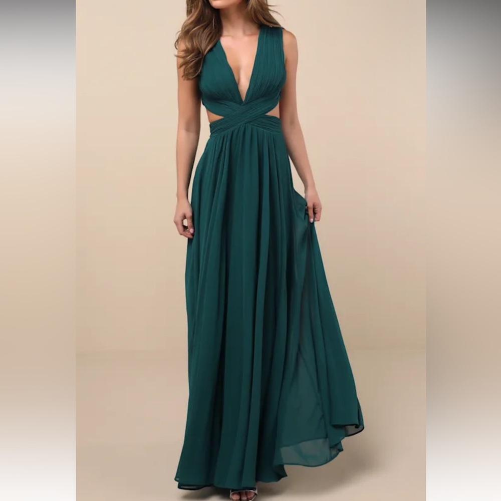 Lulu's Teal Backless Maxi Dress